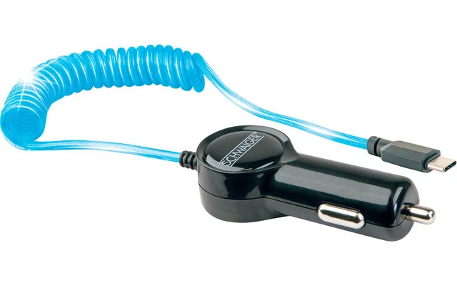 Schwaiger USB-C Spiral-Ladekabel Blau Leuchtend 3 Schwaiger USB-C Spiral-Ladekabel Blau Leuchtend