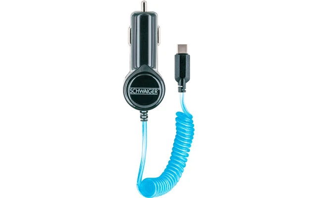 Schwaiger USB-C Spiral-Ladekabel Blau Leuchtend 4 Schwaiger USB-C Spiral-Ladekabel Blau Leuchtend – Bild 2