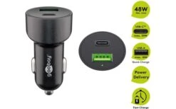 Goobay KFZ USB 2 Port 48W USB-C PD + QC3.0 Sw PL Dual-USB Auto Schnellladegerät USB-C -Energie Sat Anlagen Geschaft 446771 3309252