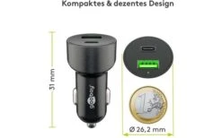 Goobay KFZ USB 2 Port 48W USB-C PD + QC3.0 Sw PL Dual-USB Auto Schnellladegerät USB-C -Energie Sat Anlagen Geschaft 461141 3309264