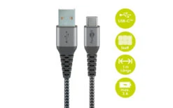 Goobay DAT USB-C Auf USB-A Textilkabel 0,5 M -Energie Sat Anlagen Geschaft 509730 3331845