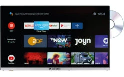 Caratec Vision CAV220X-DB.SB 22 Zoll Weitwinkel TV Mit DVB-T2 HD, DVB-S2 HD, DVD-Player, Bluetooth Und Smart TV Stick