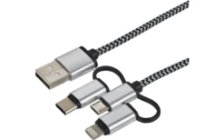 Cartrend 3-in-1 Daten- Und Ladekabel Schwarz/weiß 1 M