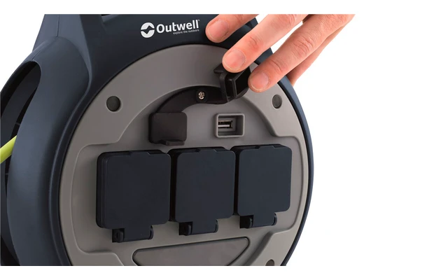 Outwell Mensa Kabeltrommel Mit USB Licht Und 3 Geschützten Steckdosen 15 Meter 4 Outwell Mensa Kabeltrommel Mit USB Licht Und 3 Geschützten Steckdosen 15 Meter – Bild 2